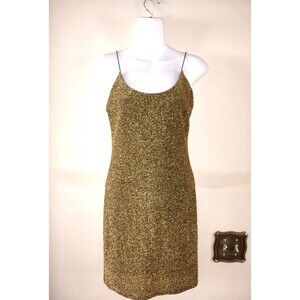 Women's Event Bronze Gold Shimmer Party Cocktail Bodycon Dress Size M